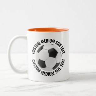Caneca De Café Em Dois Tons Bola de Futebol & Texto Médio LARANJA 11oz Persona