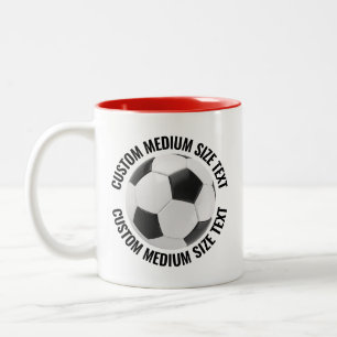 Caneca De Café Em Dois Tons Bola de Futebol & Texto Médio VERMELHO 11oz Person
