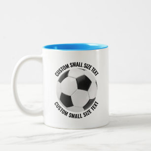 Caneca De Café Em Dois Tons Bola de Futebol & Texto Pequeno AZUL CLARO 11oz Pe