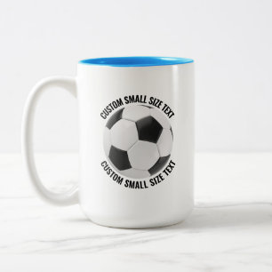 Caneca De Café Em Dois Tons Bola de Futebol & Texto Pequeno AZUL CLARO 15oz Pe