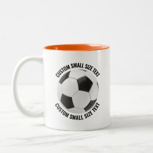 Caneca De Café Em Dois Tons Bola de Futebol & Texto Pequeno LARANJA 11oz Perso