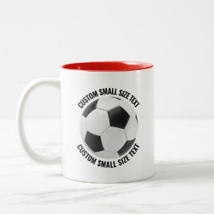 Caneca De Café Em Dois Tons Bola de Futebol & Texto Pequeno VERMELHO 11oz Pers