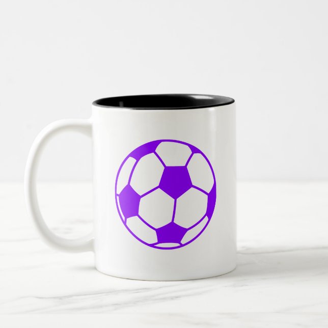 Caneca De Café Em Dois Tons Bola de futebol violeta (Esquerda)