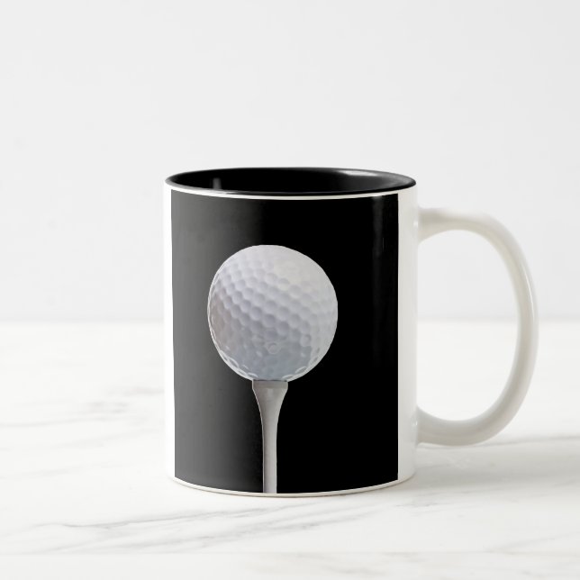 Caneca De Café Em Dois Tons Bola de golfe e T em Preto personalizado (Direita)