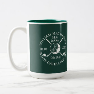 Caneca De Café Em Dois Tons Bola de Golfe e tacos personalizados esmeralda Hol