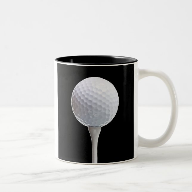 Caneca De Café Em Dois Tons Bola de golfe & T no preto - modelo personalizado (Direita)
