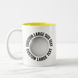 Caneca De Café Em Dois Tons Bola de Golfe & Texto Grande AMARELO 325ml Persona