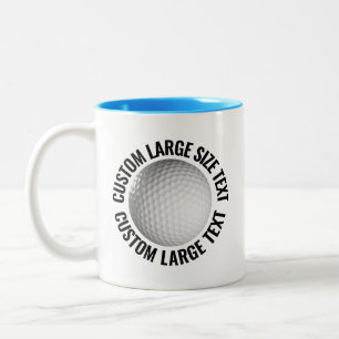 Caneca De Café Em Dois Tons Bola de Golfe & Texto Grande AZUL CLARO 325ml Pers