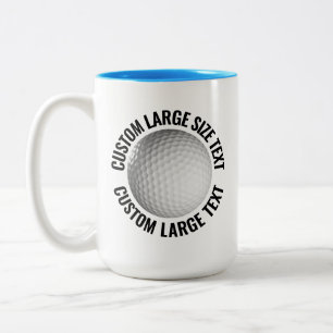 Caneca De Café Em Dois Tons Bola de Golfe & Texto Grande AZUL CLARO 443ml Pers