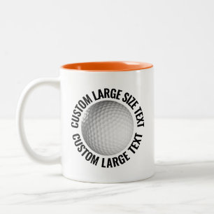 Caneca De Café Em Dois Tons Bola de Golfe & Texto Grande LARANJA 325ml Persona