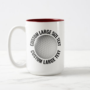 Caneca De Café Em Dois Tons Bola de Golfe & Texto Grande MAROON 15oz Personali