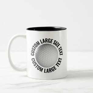 Caneca De Café Em Dois Tons Bola de Golfe & Texto Grande PRETO 325ml Personali