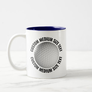 Caneca De Café Em Dois Tons Bola de Golfe & Texto Médio AZUL MARINHO 325ml Per