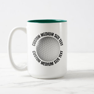 Caneca De Café Em Dois Tons Bola de Golfe & Texto Médio HUNTER GREEN 443g Pers