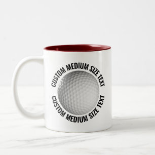 Caneca De Café Em Dois Tons Bola de Golfe & Texto Médio MARROM 325ml Personali