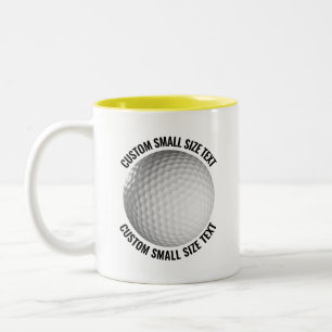Caneca De Café Em Dois Tons Bola de Golfe & Texto Pequeno AMARELO 325ml Person