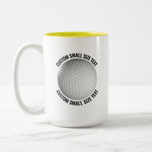 Caneca De Café Em Dois Tons Bola de Golfe & Texto Pequeno AMARELO 425ml Person