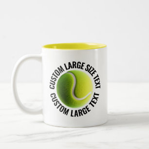 Caneca De Café Em Dois Tons Bola de Tênis & Texto Grande AMARELO 325ml Persona