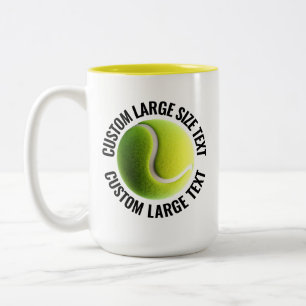 Caneca De Café Em Dois Tons Bola de Tênis & Texto Grande AMARELO 425g Personal