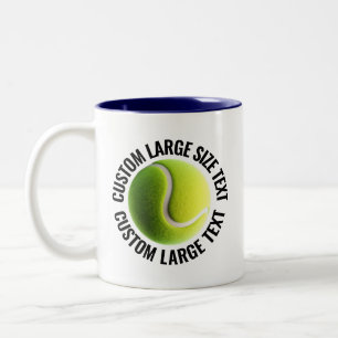 Caneca De Café Em Dois Tons Bola de Tênis & Texto Grande AZUL MARINHO 325ml Pe