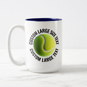 Caneca De Café Em Dois Tons Bola de Tênis & Texto Grande AZUL MARINHO 425g Per