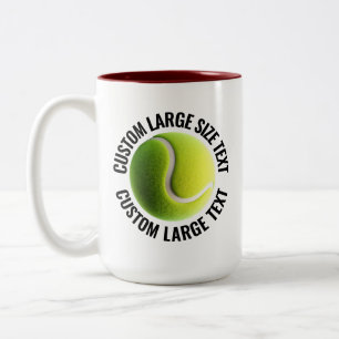 Caneca De Café Em Dois Tons Bola de Tênis & Texto Grande MAROON 15oz Personali