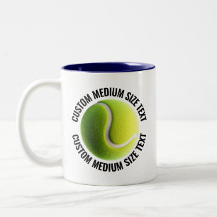 Caneca De Café Em Dois Tons Bola de Tênis & Texto Médio AZUL MARINHO 325ml Per