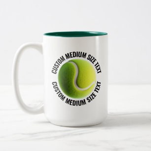 Caneca De Café Em Dois Tons Bola de Tênis & Texto Médio HUNTER GREEN 15oz Pers