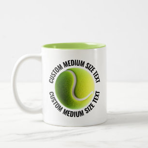 Caneca De Café Em Dois Tons Bola de Tênis & Texto Médio LIME VERDE 325ml Perso