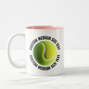 Caneca De Café Em Dois Tons Bola de Tênis & Texto Médio PINK 325ml Personaliza