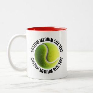 Caneca De Café Em Dois Tons Bola de Tênis & Texto Médio VERMELHO 325ml Persona