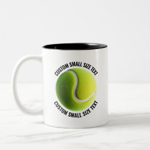 Caneca De Café Em Dois Tons Bola de Tênis & Texto Pequeno PRETO 325ml Personal