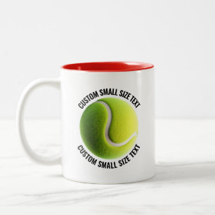 Caneca De Café Em Dois Tons Bola de Tênis & Texto Pequeno VERMELHO 325ml Perso