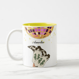 Caneca De Café Em Dois Tons Bola Moderna das Pernas de Cowboy