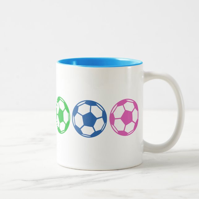 Caneca De Café Em Dois Tons Bolas de Futebol do Arco-Íris (Direita)