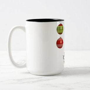 Caneca De Café Em Dois Tons Bolas de Natal, Natal, decorações de Natal