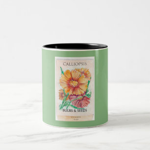 Caneca De Café Em Dois Tons Bolbos e Sementes de Calliopsis