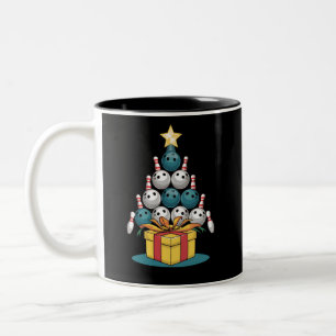 Caneca De Café Em Dois Tons Boliche Engraçada Árvore de Natal Luzes de Natal P
