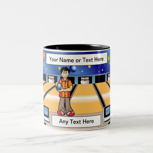 Caneca De Café Em Dois Tons Boliches Personalizadas - Cartoon Masculino (Centro)
