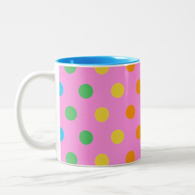 Caneca De Café Em Dois Tons bolinhas arco-íris (Esquerda)