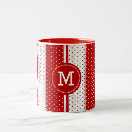 Caneca De Café Em Dois Tons Bolinhas brancas e vermelhas monogramas