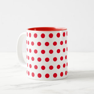 Caneca De Café Em Dois Tons Bolinhas brancas vermelhas