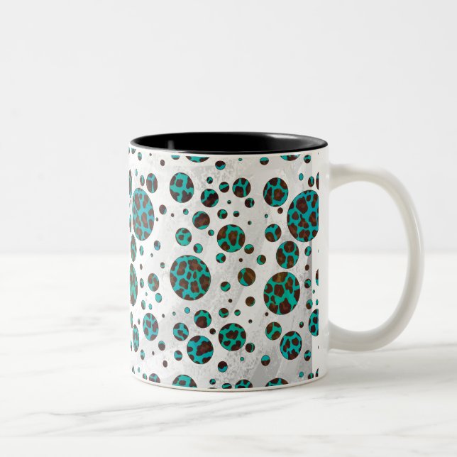 Caneca De Café Em Dois Tons Bolinhas castanho-da-Impressão (Direita)