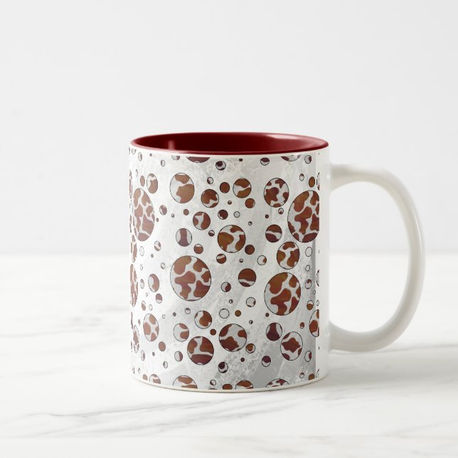 Caneca De Café Em Dois Tons Bolinhas castanho e Impressão branco (Direita)