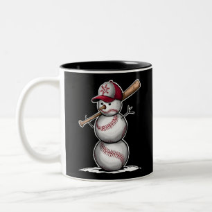 Caneca De Café Em Dois Tons Bolinhas de Homem de Neve de Beisebol Neve Natal P