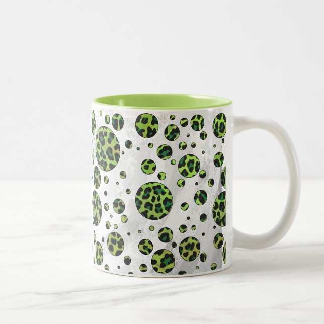Caneca De Café Em Dois Tons Bolinhas Leopardo Preto e Verde (Direita)