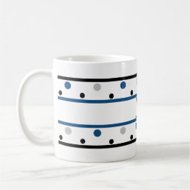 Caneca De Café Em Dois Tons Bolinhas Negras de Prata Azul Monograma
