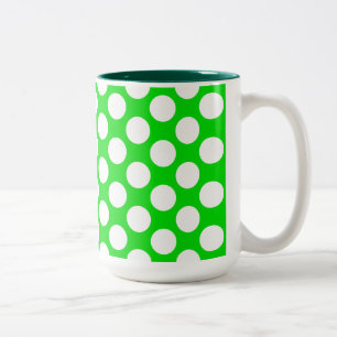 Caneca De Café Em Dois Tons Bolinhas no verde