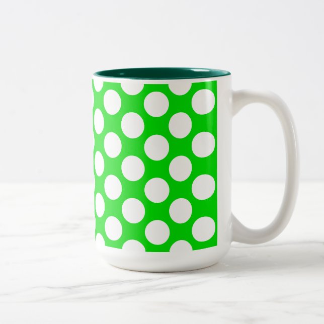 Caneca De Café Em Dois Tons Bolinhas no verde (Direita)