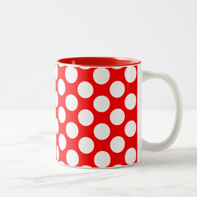 Caneca De Café Em Dois Tons Bolinhas no vermelho (Direita)